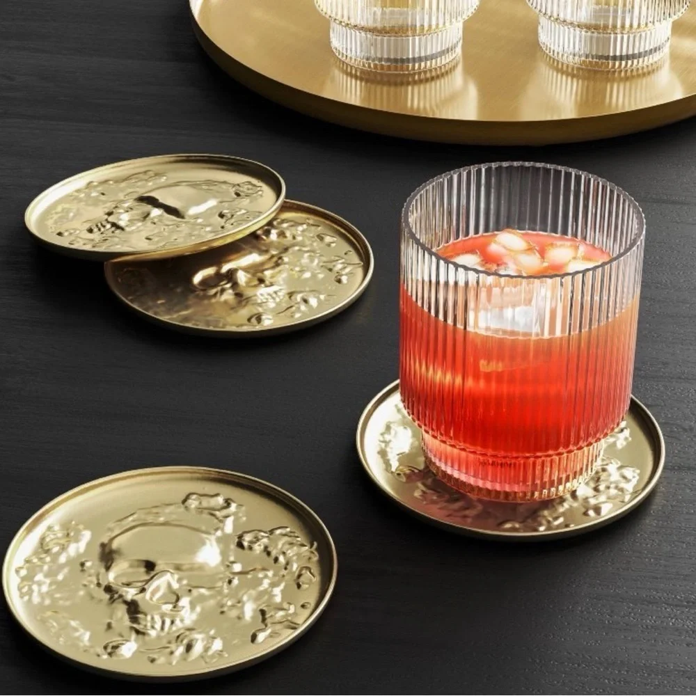 Gold Skull Coasters Set of 4